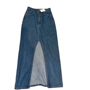 Bershka Dark Blue Denim Maxi Skirt